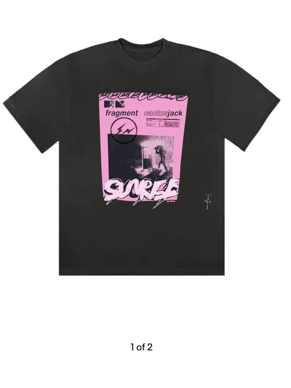 Cactus Jack By Travis Scott - Fragment Pink Sunrise Black Graphic Tee - Small